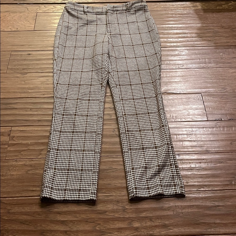 Free People Molly Houndstooth Plaid Slim Fit Pants  Size 6